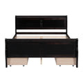 Full Size Wood Platform Bed With 4 Drawers And Streamlined Headboard & Footboard, Espresso Espresso Solid Wood Mdf