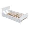 Twin Size Wood Platform Bed With 4 Drawers And Streamlined Headboard & Footboard, White White Solid Wood Mdf