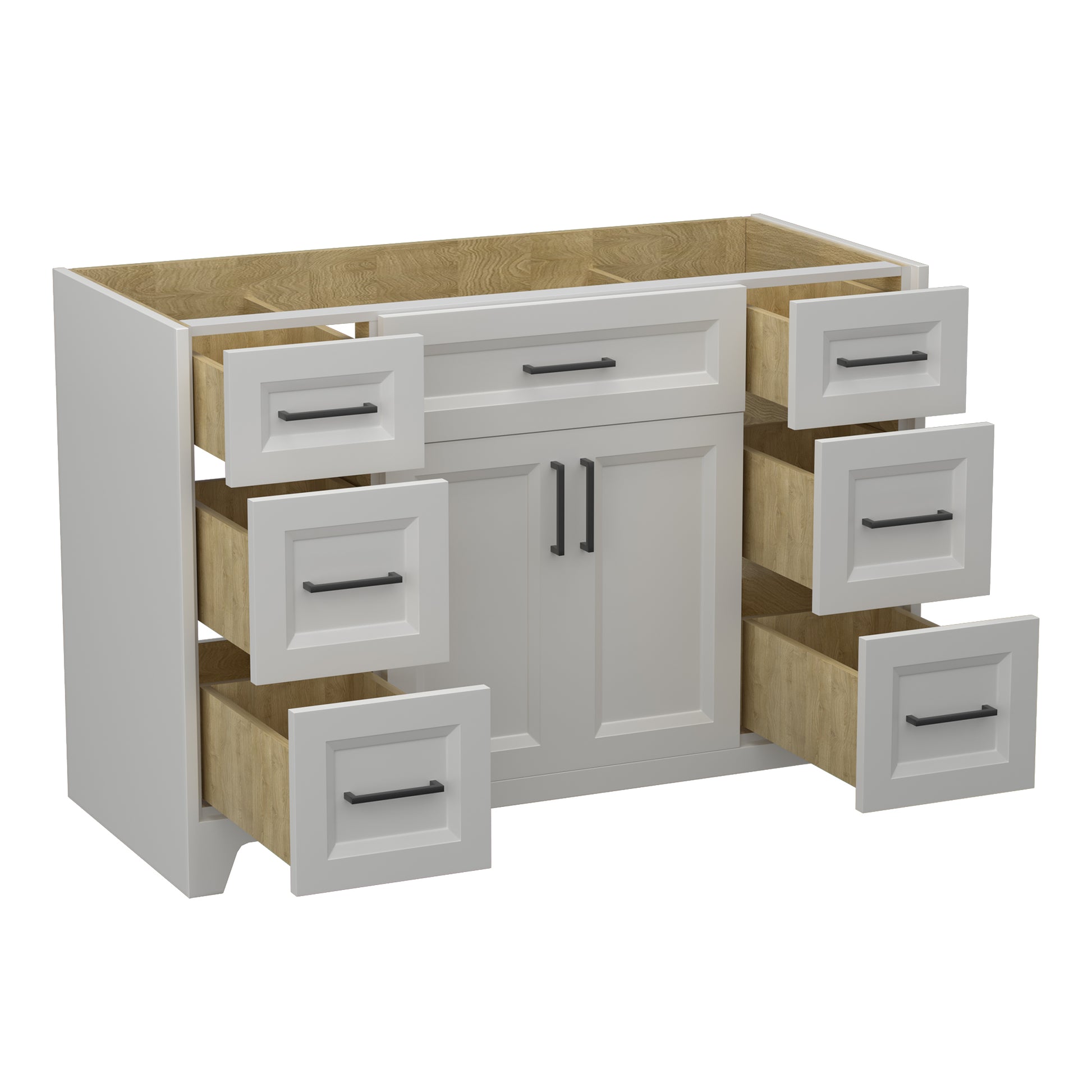 Solid Wood 48 Inch Bathroom Vanity Without Top Sink, Modern Bathroom Vanity Base Only, Birch Solid Wood And Plywood Cabinet, Bathroom Storage Cabinet With Double Door Cabinet And 6 Drawers,Light Gray 4 Light Gray 4 5 48 In & Above 32 To 35 In Soft Close