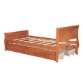 Twin Size Wood Platform Bed With 4 Drawers And Streamlined Headboard & Footboard, Oak Oak Solid Wood Mdf