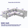 82.2 Inch Velvet Corner Sofal Shaped Sectional Couch, 5 Seater Corner Sofas With 3 Cushions For Living Room, Bedroom, Apartment, Office Gray Foam Velvet