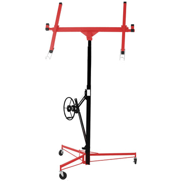 Drywall Lift Panel 11' Lift Drywall Panel Hoist Jack Lifter, Red Black Black Red Steel