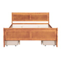 Queen Size Wood Platform Bed With 4 Drawers And Streamlined Headboard & Footboard, Oak Queen Oak Solid Wood Mdf