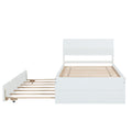 Modern Twin Bed Frame With Twin Trundle For White High Gloss Headboard And Footboard With Creamy White Color Twin Creamy White,White Bedroom Mdf,Rubber Wood