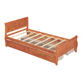 Twin Size Wood Platform Bed With 4 Drawers And Streamlined Headboard & Footboard, Oak Oak Solid Wood Mdf