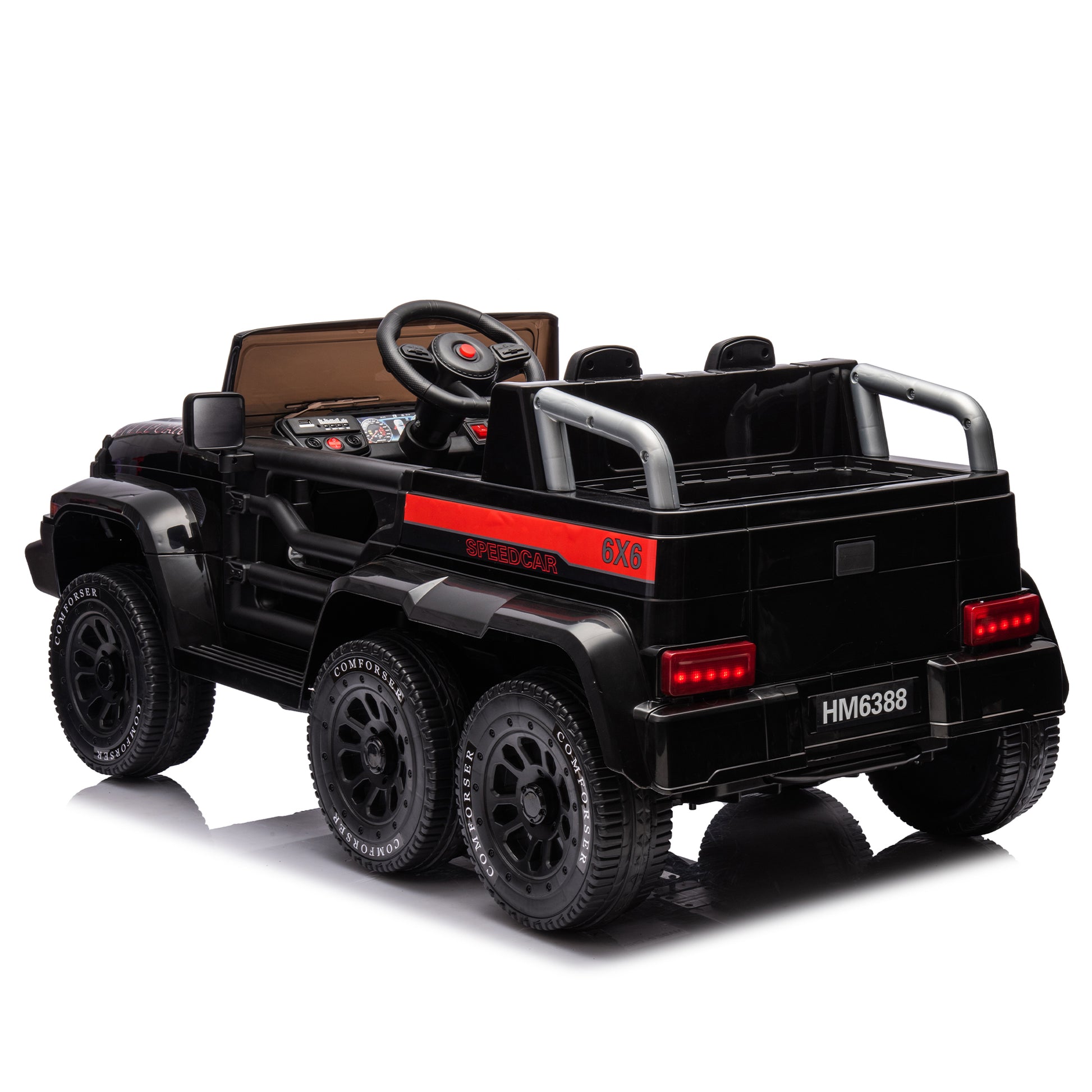 24V Ride On Car For Kids Battery Powered Ride On 4Wd Toys With Remote Control,Parents Can Assist In Driving,Music And Lights,Five Point Safety Belt,Rocking Chair Mode For Back And Forth Swinging Black Polyethylene