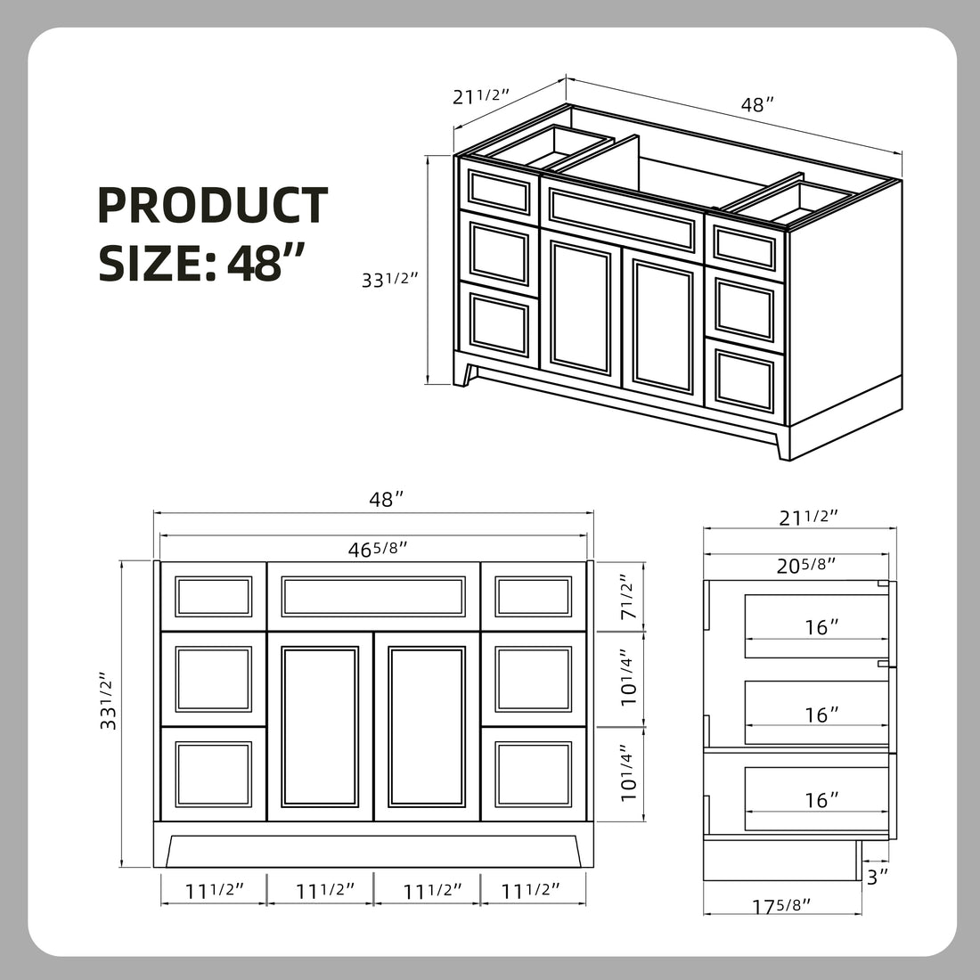 Solid Wood 48 Inch Bathroom Vanity Without Top Sink, Modern Bathroom Vanity Base Only, Birch Solid Wood And Plywood Cabinet, Bathroom Storage Cabinet With Double Door Cabinet And 6 Drawers,Light Gray 4 Light Gray 4 5 48 In & Above 32 To 35 In Soft Close