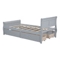 Twin Size Wood Platform Bed With 4 Drawers And Streamlined Headboard & Footboard, Gray Gray Solid Wood Mdf