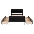 Twin Size Wood Platform Bed With 4 Drawers And Streamlined Headboard & Footboard, Espresso Espresso Solid Wood Mdf