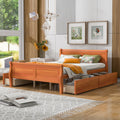 Queen Size Wood Platform Bed With 4 Drawers And Streamlined Headboard & Footboard, Oak Queen Oak Solid Wood Mdf