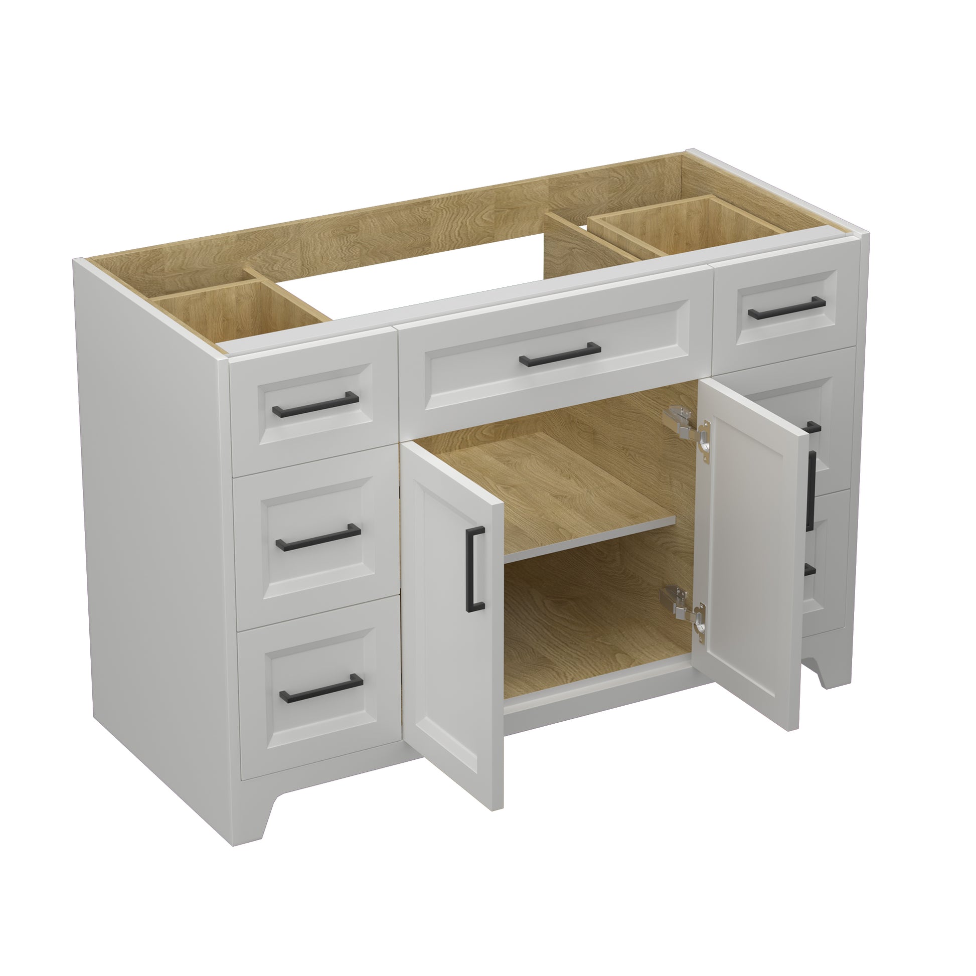 Solid Wood 48 Inch Bathroom Vanity Without Top Sink, Modern Bathroom Vanity Base Only, Birch Solid Wood And Plywood Cabinet, Bathroom Storage Cabinet With Double Door Cabinet And 6 Drawers,Light Gray 4 Light Gray 4 5 48 In & Above 32 To 35 In Soft Close