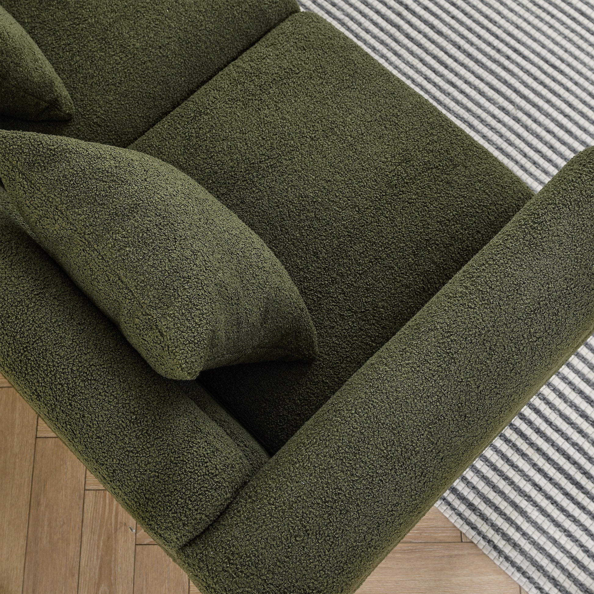 81.5 Inch Oversized Corner Sofa, L Shaped Sectional Couch,5 Seater Corner Sofas With 3 Cushions For Living Room, Bedroom, Apartment, Office Green Foam Teddy