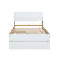 Modern Twin Bed Frame With 2 Drawers For White High Gloss Headboard And Footboard With Light Oak Color Box Spring Not Required Twin White Light Oak Bedroom Bed Frame Mdf,Rubber Wood