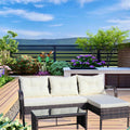 Outdoor Patio Furniture Sets 3 Piece Conversation Set Wicker Ratten Sectional Sofa With Seat Cushions Beige Cushion Brown Rattan