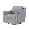 360 Degree Swivel Armchair Cotton Linen Skin Friendly Fabric Ergonomic Design Brass Nail Decorative Armchair Living Room Chairs Bedroom Chairs Living Room Chairs Black Legs Suitable For Indoor Homes