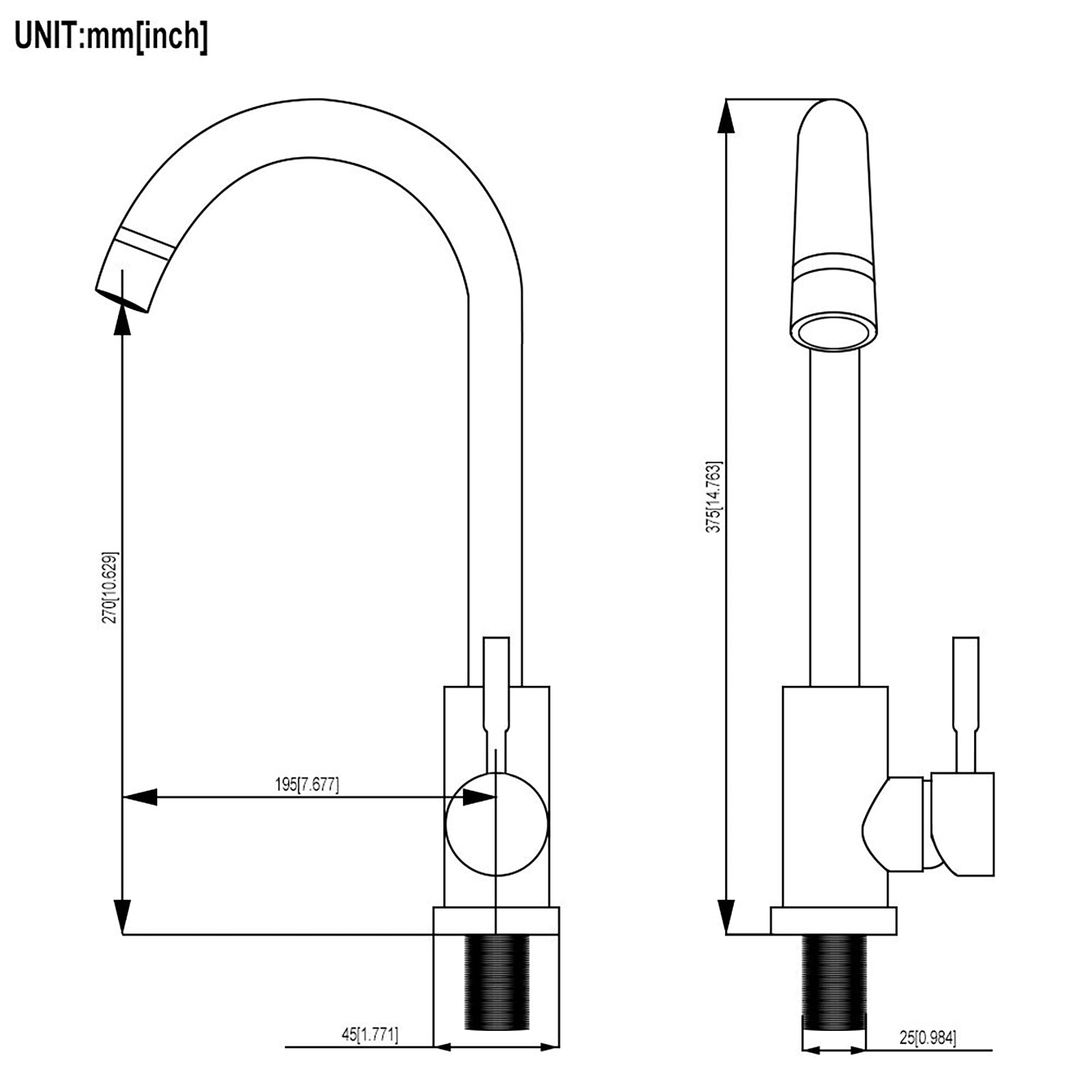 Kitchen Sink Faucet With Single Handles, Black Matte Black Stainless Steel