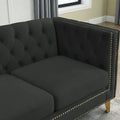 82.2 Inch Velvet Corner Sofa, L Shaped Sectional Couch, 5 Seater Corner Sofas With 3 Cushions For Living Room, Bedroom, Apartment, Office Black Foam Velvet