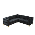 82.2 Inch Velvet Corner Sofa, L Shaped Sectional Couch, 5 Seater Corner Sofas With 3 Cushions For Living Room, Bedroom, Apartment, Office Black Foam Velvet
