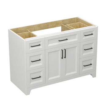 Solid Wood 48 Inch Bathroom Vanity Without Top Sink, Modern Bathroom Vanity Base Only, Birch Solid Wood And Plywood Cabinet, Bathroom Storage Cabinet With Double Door Cabinet And 6 Drawers, White 4 White 4 5 48 In & Above 32 To 35 In Soft Close Doors