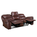 Double Reclining Sofa Brown Leather Luxurious Comfort Style Living Room Furniture 1Pc Brown Genuine Leather Wood Primary Living Space Modern,Transitional Pillow Top Arms Solid Wood