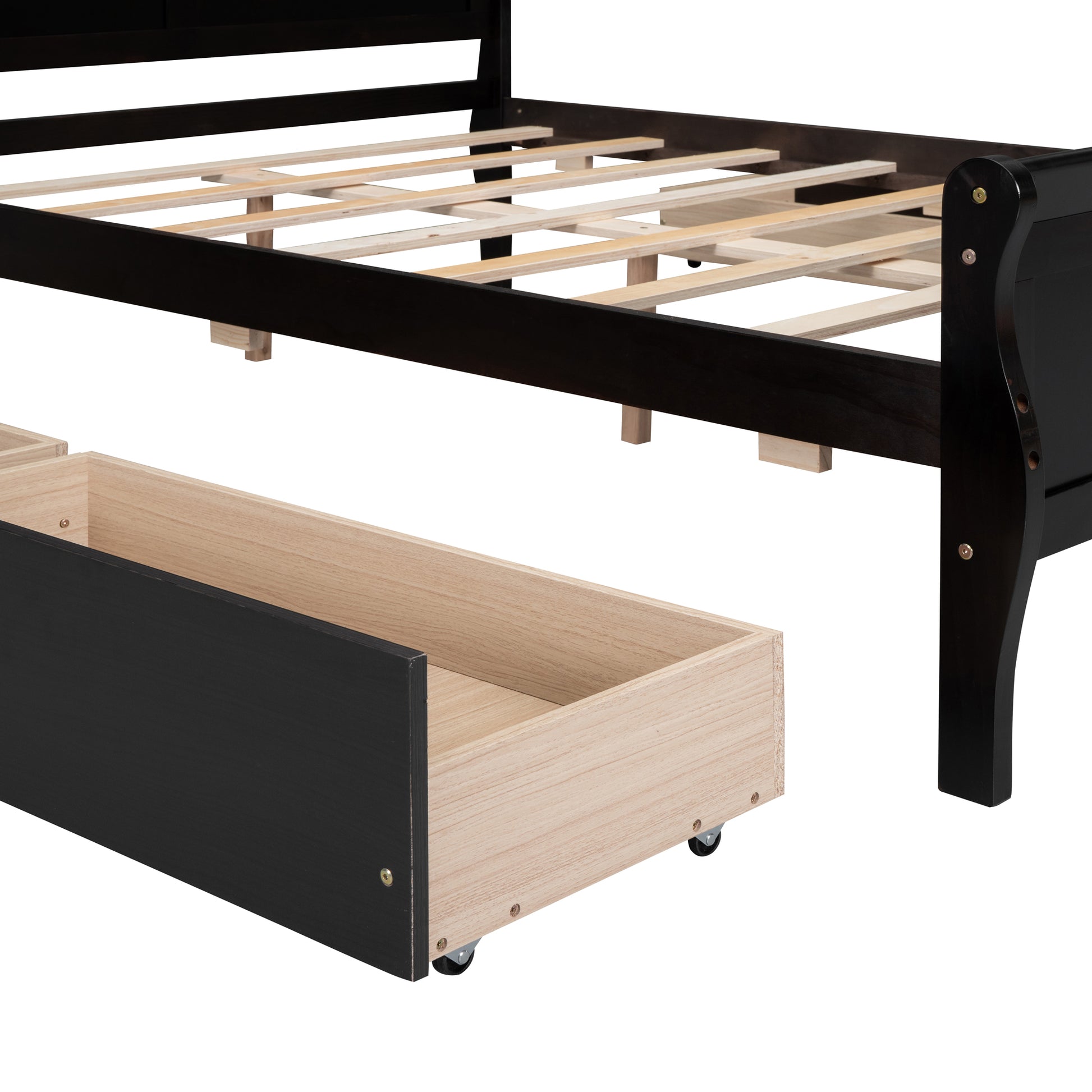 Full Size Wood Platform Bed With 4 Drawers And Streamlined Headboard & Footboard, Espresso Espresso Solid Wood Mdf