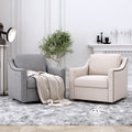 360 Degree Swivel Armchair Cotton Linen Skin Friendly Fabric Ergonomic Design Brass Nail Decorative Armchair Living Room Chairs Bedroom Chairs Living Room Chairs Black Legs Suitable For Indoor Homes