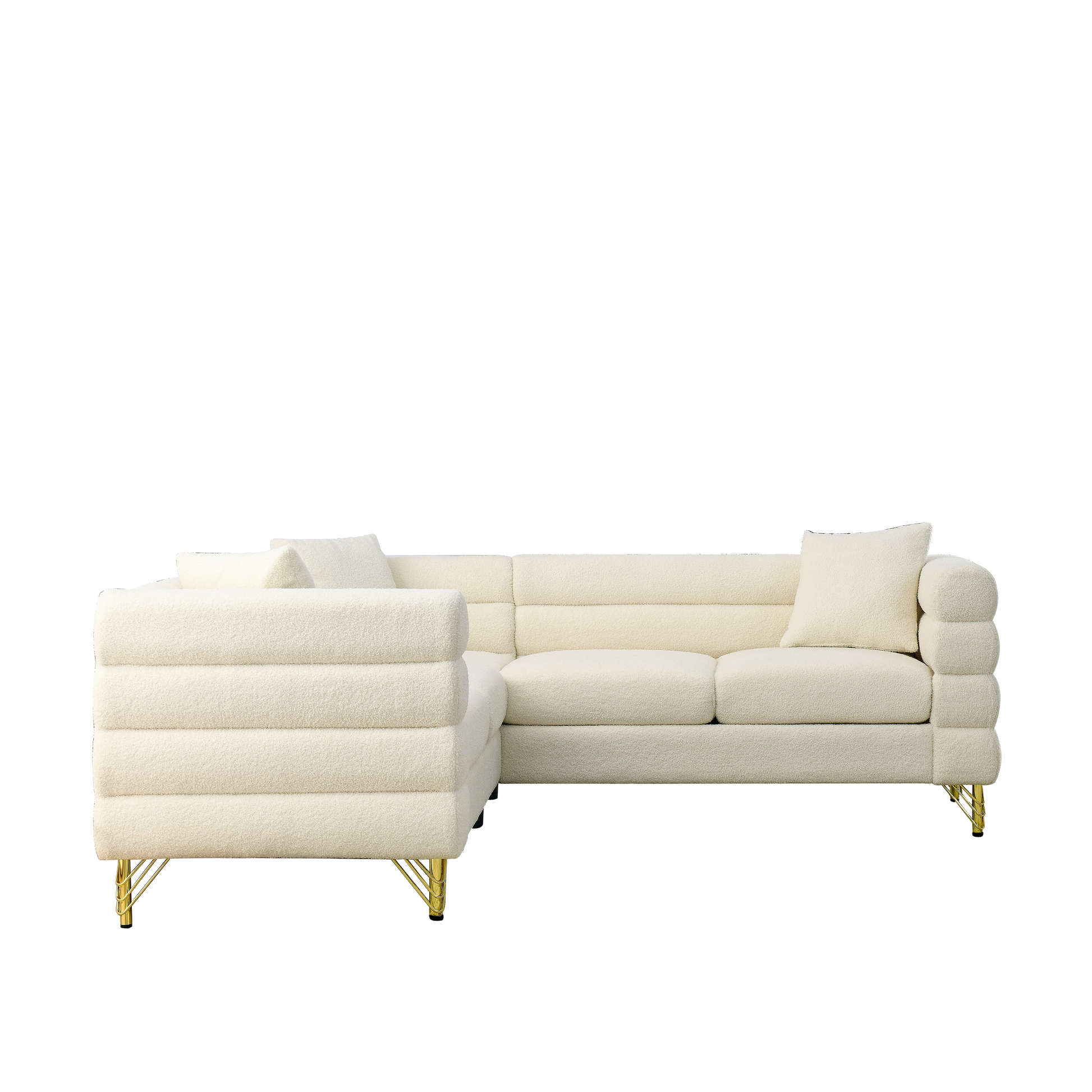 81.5 Inch Oversized Corner Sofa, L Shaped Sectional Couch,5 Seater Corner Sofas With 3 Cushions For Living Room, Bedroom, Apartment, Office White Foam Teddy