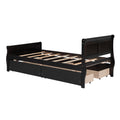 Twin Size Wood Platform Bed With 4 Drawers And Streamlined Headboard & Footboard, Espresso Espresso Solid Wood Mdf