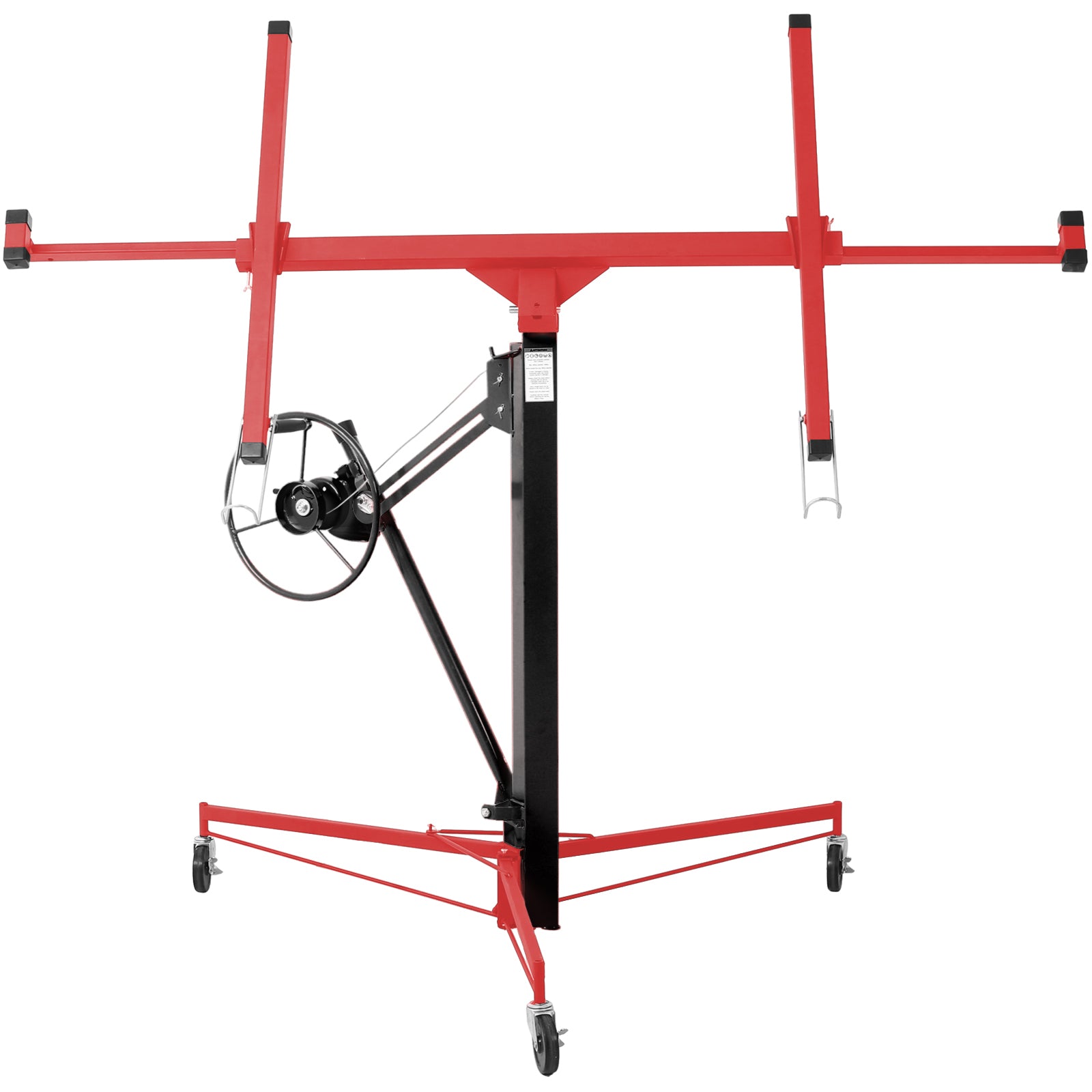 Drywall Lift Panel 11' Lift Drywall Panel Hoist Jack Lifter, Red Black Black Red Steel
