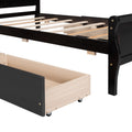 Twin Size Wood Platform Bed With 4 Drawers And Streamlined Headboard & Footboard, Espresso Espresso Solid Wood Mdf