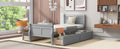 Twin Size Wood Platform Bed With 4 Drawers And Streamlined Headboard & Footboard, Gray Gray Solid Wood Mdf