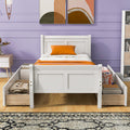 Twin Size Wood Platform Bed With 4 Drawers And Streamlined Headboard & Footboard, White White Solid Wood Mdf