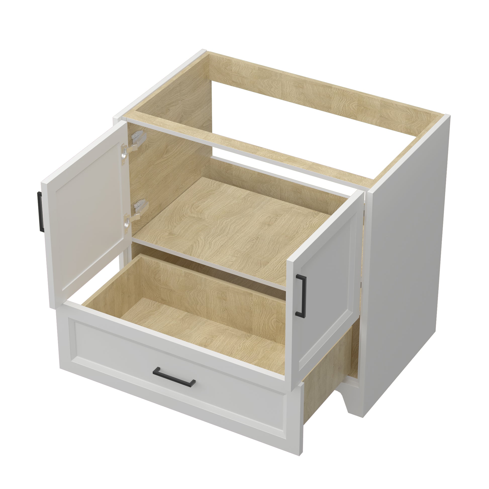 36 Inch Solid Wood Bathroom Vanity Without Top Sink, Modern Bathroom Vanity Base Only, Birch Solid Wood And Plywood Cabinet, Bathroom Storage Cabinet With Double Door Cabinet And 1 Drawer White 1 White 2 2 36 To 47 In 32 To 35 In Soft Close Doors