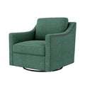 360 Degree Swivel Armchair Cotton Linen Skin Friendly Fabric Ergonomic Design Brass Nail Decorative Armchair Living Room Chairs Bedroom Chairs Living Room Chairs Black Legs Suitable For Indoor Homes