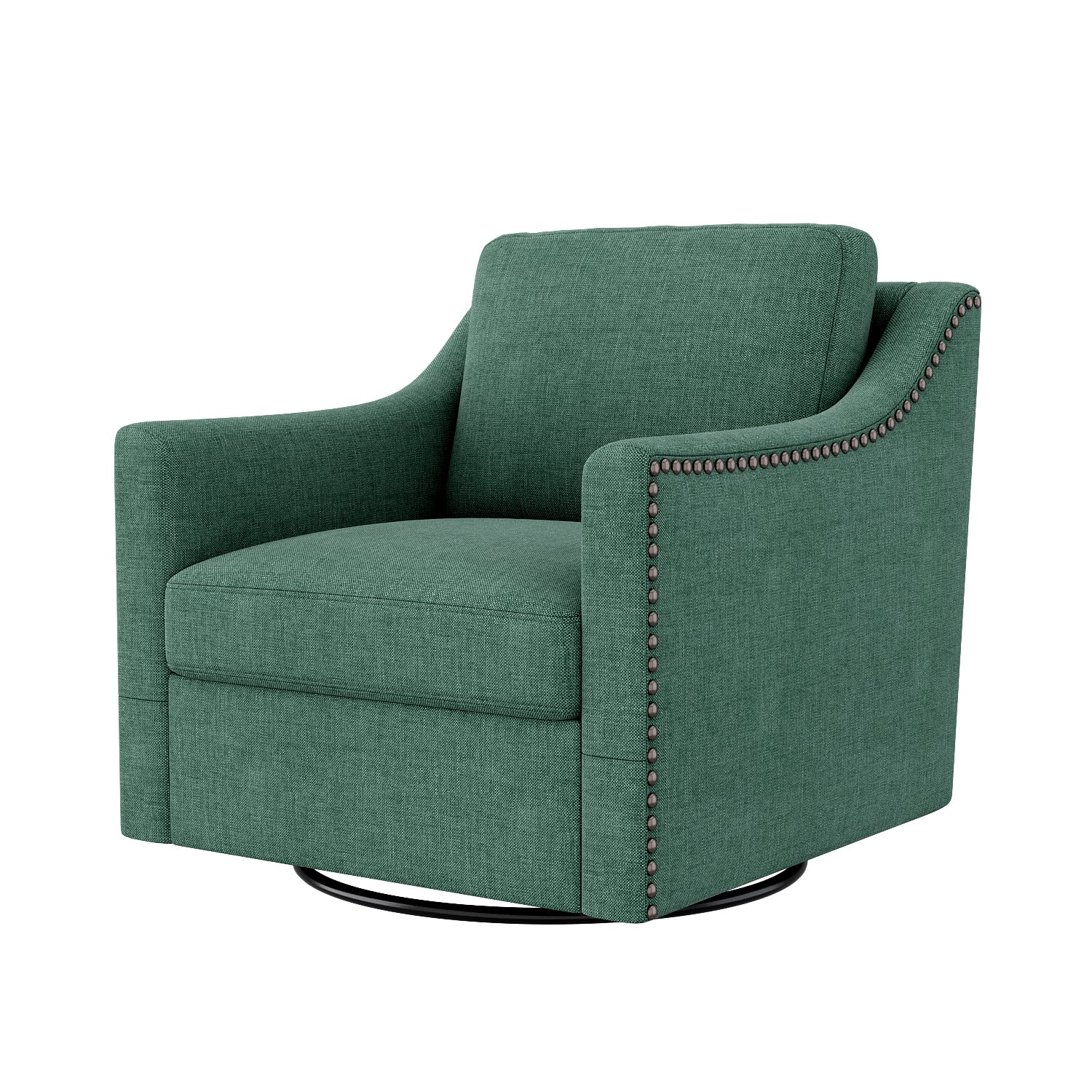 360 Degree Swivel Armchair Cotton Linen Skin Friendly Fabric Ergonomic Design Brass Nail Decorative Armchair Living Room Chairs Bedroom Chairs Living Room Chairs Black Legs Suitable For Indoor Homes