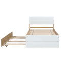 Modern Twin Bed Frame For White High Gloss Headboard And Footboard With Light Oak Trundle Twin White Light Oak Bedroom Mdf,Rubber Wood