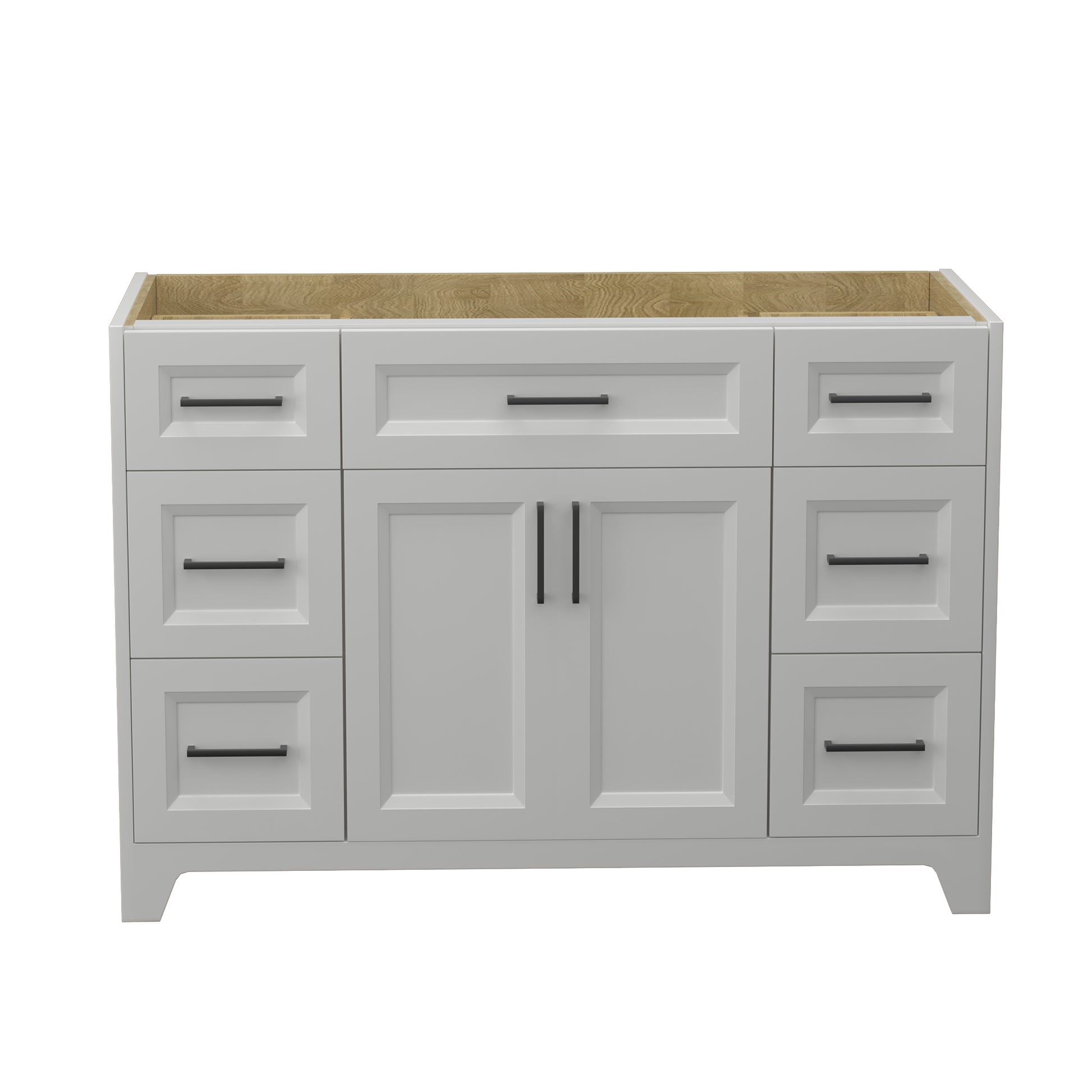 Solid Wood 48 Inch Bathroom Vanity Without Top Sink, Modern Bathroom Vanity Base Only, Birch Solid Wood And Plywood Cabinet, Bathroom Storage Cabinet With Double Door Cabinet And 6 Drawers,Light Gray 4 Light Gray 4 5 48 In & Above 32 To 35 In Soft Close