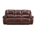 Double Reclining Sofa Brown Leather Luxurious Comfort Style Living Room Furniture 1Pc Brown Genuine Leather Wood Primary Living Space Modern,Transitional Pillow Top Arms Solid Wood