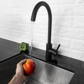 Kitchen Sink Faucet With Single Handles, Black Matte Black Stainless Steel