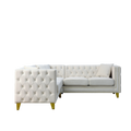 82.2 Inch Velvet Corner Sofa, L Shaped Sectional Couch, 5 Seater Corner Sofas With 3 Cushions For Living Room, Bedroom, Apartment, Office Beige Foam Velvet