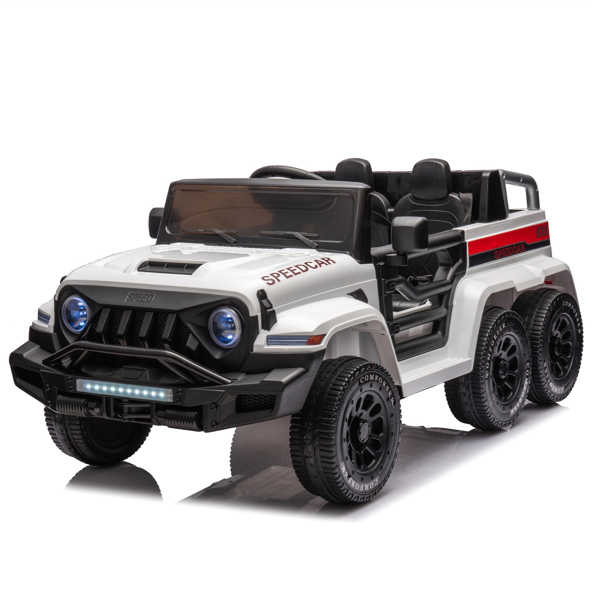 24V Ride On Car For Kids Battery Powered Ride On 4Wd Toys With Remote Control,Parents Can Assist In Driving,Music And Lights,Five Point Safety Belt,Rocking Chair Mode For Back And Forth Swinging White Polyethylene