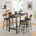 Bar Table Set With 4 Bar Stools Pu Soft Seat With Backrest, Rustic Brown, 47.24'' L X 23.62'' W X 35.43'' H Rustic Brown Particle Board