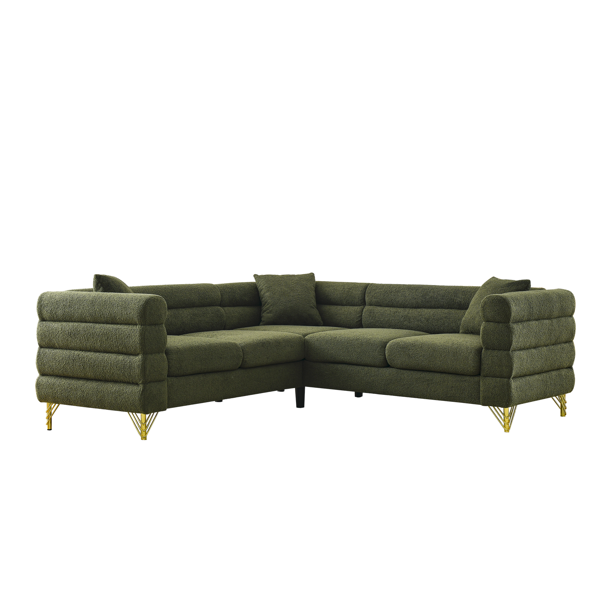 81.5 Inch Oversized Corner Sofa, L Shaped Sectional Couch,5 Seater Corner Sofas With 3 Cushions For Living Room, Bedroom, Apartment, Office Green Foam Teddy