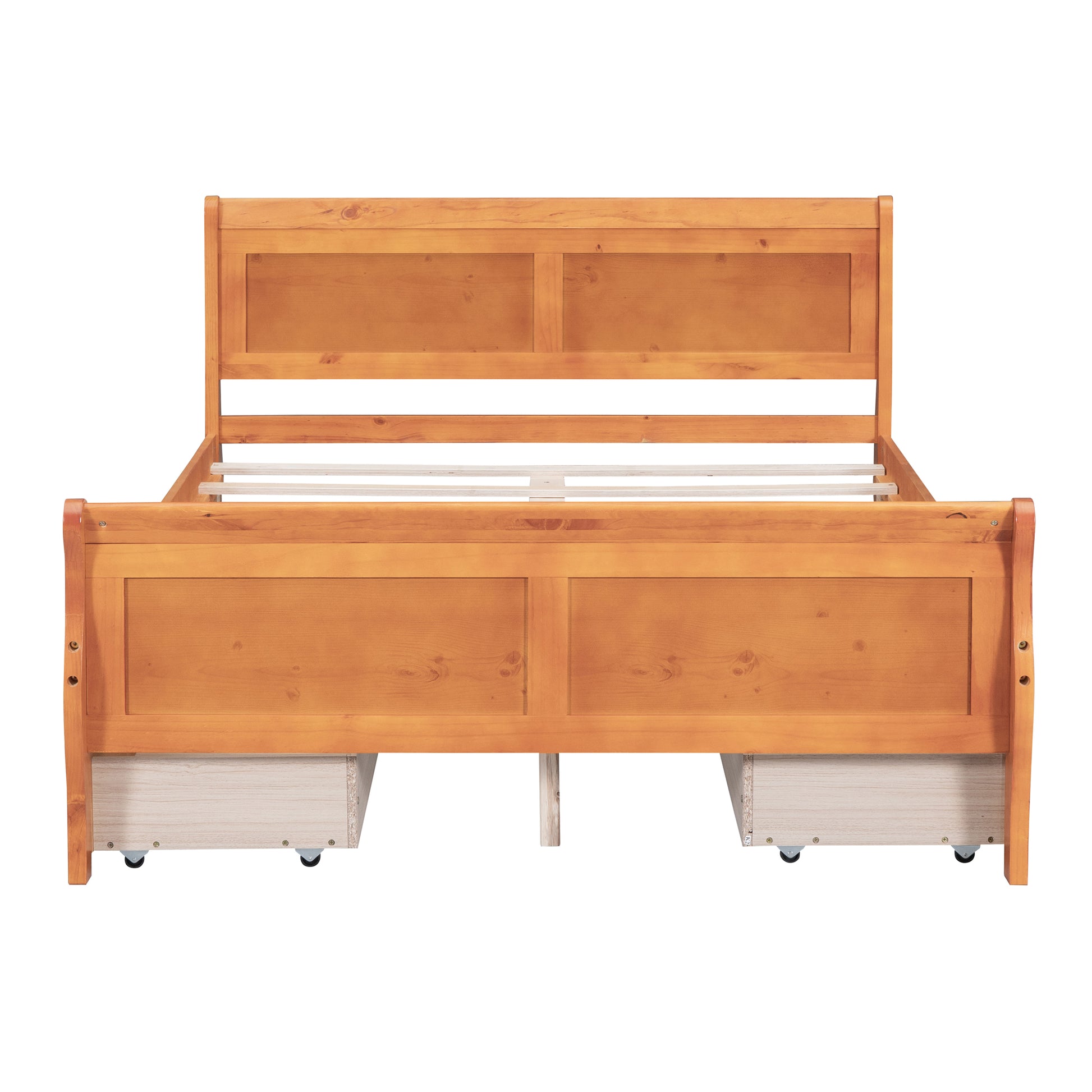 Full Size Wood Platform Bed With 4 Drawers And Streamlined Headboard & Footboard, Oak Oak Solid Wood Mdf