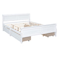 Queen Size Wood Platform Bed With 4 Drawers And Streamlined Headboard & Footboard, White Queen White Solid Wood Mdf