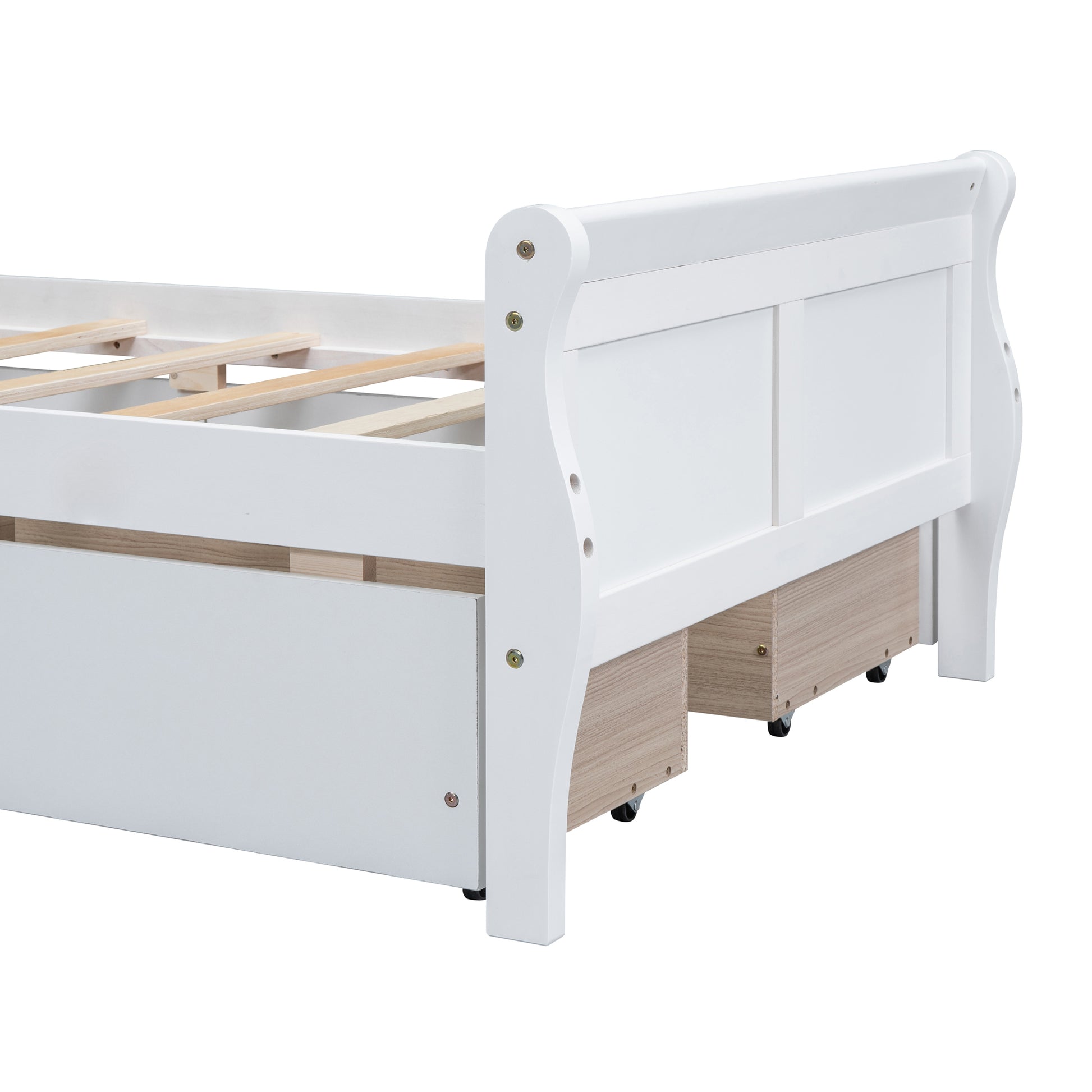 Twin Size Wood Platform Bed With 4 Drawers And Streamlined Headboard & Footboard, White White Solid Wood Mdf