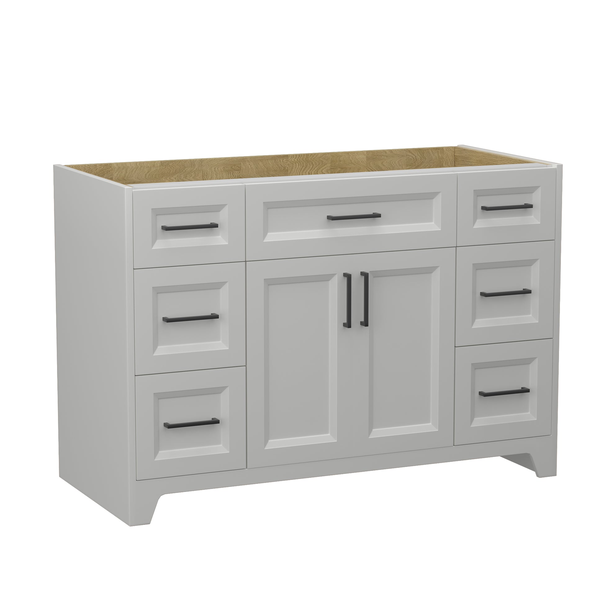 Solid Wood 48 Inch Bathroom Vanity Without Top Sink, Modern Bathroom Vanity Base Only, Birch Solid Wood And Plywood Cabinet, Bathroom Storage Cabinet With Double Door Cabinet And 6 Drawers,Light Gray 4 Light Gray 4 5 48 In & Above 32 To 35 In Soft Close