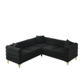 81.5 Inch Oversized Corner Sofa, L Shaped Sectional Couch,5 Seater Corner Sofas With 3 Cushions For Living Room, Bedroom, Apartment, Office Black Foam Teddy