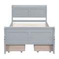 Twin Size Wood Platform Bed With 4 Drawers And Streamlined Headboard & Footboard, Gray Gray Solid Wood Mdf