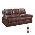 Double Reclining Sofa Brown Leather Luxurious Comfort Style Living Room Furniture 1Pc Brown Genuine Leather Wood Primary Living Space Modern,Transitional Pillow Top Arms Solid Wood